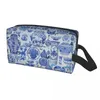 Sacs de cosmétique Fashion Blue et blanc Delft Chinoiserie Toile Travel Toitry Sac pour femmes Maquillage de maquillage Kit Dopp