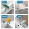 Nieuwe bladvorm Soap Tray PP Soap Box Non-Slip Drain Soap Dish met SUCTion Cup Sponge Soap Holder Badkameraccessoires