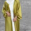 Vêtements ethniques mode satin ouvert abaya robe musulmane dubai islam femmes kimono cardigan robe middle-orient arabe abayas eid mubarak jalabiya