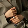 Cluster Rings Youthway Stainless Steel Baguette Wide Fashion Ring Women 18K Gold Color High Quality Jewelry Gala