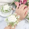 Party Decoration Dance Pearl Lace Homecoming Wristband Women Girl Jubileum Wrist Corsage Set