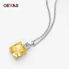 Colliers oevas 100% sterling sier 9 * 10 mm jaune coupé topaze haut carbone diamoind pendentif colde pour femmes bijoux fine bijoux