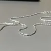 Slim S925 Silber Sparling Glitter Clavicic Kette Halskette Kette Female Kette Halskette für Frauen Mädchen Italien Schmuck 45cm343h