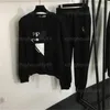 2 peças de atalho feminino Moda Moda Black Suits Sweat Prints Slim Sport Terno de corrida de mangas compridas suéter de pulôver de calça longa roupas femininas