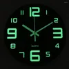 Wall Clocks Office Low Noise Glow In Dark Easy To Read Luminous Clock Wooden Silent Home Decor Non Ticking Living Room Arabic Number