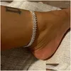 Tornozinhos de tornozeletes Acessórios de praia Cristal Lozenge Tornozeleta para mulheres atacado Bohemian Vintage Sandals Sandals Tornozelo Jóias de Corrente de Jóias Dhsoc