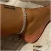 Anklets Beach Accessories 여자를위한 Crystal Lozenge Anklet 도매 보헤미안 빈티지 Ancle Sandals 발목 팔찌 체인 보석 DHSOC