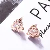 Stud Fashion Jewelry Accessories Cartoon Pig Set Zircon Titanium Steel örhängen Rose Gold Allergy Earrings Whole246N