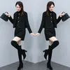 Casual Dresses W4M 2023 Autumn Winter Small Fragrance Suit Temperament Age Reduction Short Slim Black Kjol Two-Piece Set Half Dress