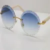 Óculos de tábua sem aro T8200761 Lente de apartamento esculpida Lens de sol vintage