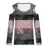 Women's Blouses Pargin Trim Tops Long Sleeve voor vrouwen Spring van de schoudertop Shirts Stripe T -shirt Tuse Turtle Neck