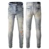 Jeans pour hommes concepteur pour hommes de la broderie noire blanche pour l'homme décontracté trou clair gris pantalon masque de rue jeansubr3