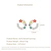 Stud Earrings Sweet Temperament Colorful Cubic Zirconia Flower Design Simple