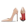 Women Pumps High Heels Red Shiny Bottoms Dress Shoes Sexy Thin Heel 8cm 10cm 12cm Summer Genuine Leather Black Pointed Toes Sandals with Dust Bag Size 34-44