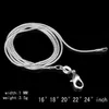 Stora kampanjer 100 st 925 Sterling Silver Smooth Snake Chain Halsband Hummer Clasps Chace Smycken Size 1mm 16inch --- 24inch285j