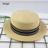 Letra de designer de luxo da moda redonda redonda de palha de palha chapéu de praia lady boater sun taps panamra straw fedora feminino bucket h301d