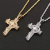 Hip Hop Iced Out Zircon 3d Cross Snake Collier Gold Silver plaqué HOMME BLING BLING GIED300G