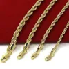 Mens 14k gul guldpläterad bredd 3 4 5 6mm French Rope Link Chain Necklace299Z