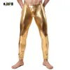 Calças da moda masculina de couro falso pvc calças noite clube magro calças compridas desempenho palco ouro prata azul leggings