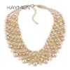 Kaymen Handmade Crystal Fashion Necklace Golden Plated Chains Beads Maxi Statement Necklace for Women Party Bijoux NK-01561 2202122387