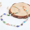 Naszyjniki wiszące vintage boho mieszany kolor okrągły kolor szklany szklany sztuczny pereł ryżowy Naszyjnik dla kobiet Kobietowy Choker