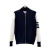 Tb Correct Version Autumn Winter Male And Female Lovers Same Four Bar Cardigan Stand Knitted Jacket