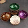 Hela vietnamesiska naturliga kokosnötskalskål Dekorativ träförvaring skål handmålad färgglad prydnadsgodis skålfartyg2705