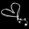 Mode elegante dames ketting 925 kleine bal hanger lange ketting mulit ketting verzilverde sieraden liefdevolle cadeau314J