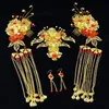 Kinesisk stil brud huvudbonad forntida kostym phoenix coronet röda ornament huvudbonad gifta med full klänning cheongsam hår dekorera294v
