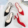 Sandales Grande taille 44-45 Chaussures pour femmes Baotou Pumps Summer Pointed Red High Heed Talon Bridal Wedding Party