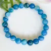 MG1516-3 Strand A klasa Blue Agate Brealem Bransoleta Healing Crystals Mala Bracelets Women ujemny ochrona energii Biżuteria 285Y