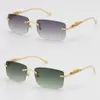 Randlose Leopard -Serie Optical Metal Limited Edition Sonnenbrille Mode hochwertige Brillen Unisex Edelstahl Golden Gläser270f