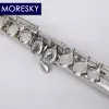 MORESKY 16/17 trous fermés/ouverts flûte à clé C Instrument Cupronickel flûte de Concert plaquée Nickel/argent avec clé E