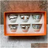 Koppar Saucers 6 PC Set Set Toppklass Ceramic Espresso Coffee Cup Team Milk Drinking With Hande Mug For Office Novelty Gift Original Box Dr DHGK5