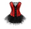 Mulheres de Natal Burlesco Corset Traje Floral Bust Excelot com Tutu Mini Salia Plus Size S6xl Cosplay Dressup Outfit3069085