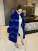 Women's Fur Faux Fur RR2831 Two Ways Wear Long Faux Fur Coats Women Stand Fur Collar Long Sleeve Fake Fur Winter Jackets Women Waist Zipper T231223