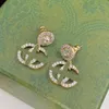 Boucles d'oreilles de luxe en or pour femmes, série G, pendentif simple de styliste, boucles d'oreilles en argent 925 avec boîte, cadeau d'anniversaire de luxe, bijoux