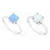 Luckyshine 12 pcs Lot Valentin Gift Round Blue White Fire Opal Gemstone Ring 925 STERLING Silver plaquée Anneau de mariage J2560