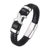 Trendy Style Leather Bracelet Men Black Braided Bracelets Male Jewelry Party Gift Stainless Steel Magnetic Clasp Bangles BB0963 Ch265L
