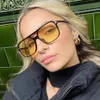 Sunglasses Vintage 70s For Women Men T Yellow Lens Square Sun Glasses Female Classic Shades Eyewear UV400296E