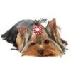 Hundkläder 100st blommor hårtillbehör röda husdjur bågar med gummiband huvudkläder födelsedagspresenter för liten skötsel