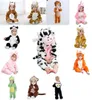 Recién nacido baby rompers niño niñas pijamas animales caricaturas de animales monos con capucha lion monkey tigre animales de cerdo ropa 2022023577943