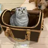 Classic print designer Pet Cat Supplies high quality leather Breathable Cat Carriers Crates Houses prevalent Big size230S