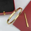Bangle 925 sterling silver nail bracelet designer for women 18K gold plate charm bracelets with screwdriver 4mm 6 10 CZ diamond mens bang