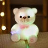 20cm Luminous Creative Light Up Led Teddy Bear Stuffed Animal Plush Toy Colorful Glowing Bow Tie Bear Christmas Gift For Kids 231222