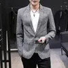 Abiti da uomo Fashion Fashion Formale Blazer Coat in stile coreano Stripe a quadri Autunno inverno Slip Slip Giacca Business Casual Man Cash