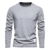 Heren t shirts lange mouwen vaste kleur t-shirt trend casual sporten bovenkleding ronde nek pure katoenen bodem top