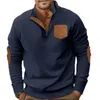 Mäns hoodies står krage tröja baggy casual pullover för utomhussport långärmad topp olika färger tillgängliga