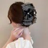 Elegant Black Starry Cloud Bubble Rhingestone Hair Clip avec double face à nœud papillon Ponytail Coiffe Claw Femme Accessoires Accessoires