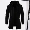 Men's Jackets Slim Fit Men Knit Sweater Stylish Hooded Zipper Cardigan For Thickened Medium Length Outerwear Fall/winter Versatile